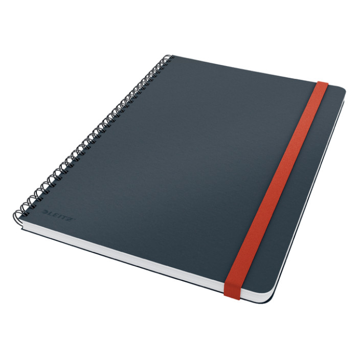 Notitieboek Leitz Cosy B5 160 blz spiraal lijn grijs