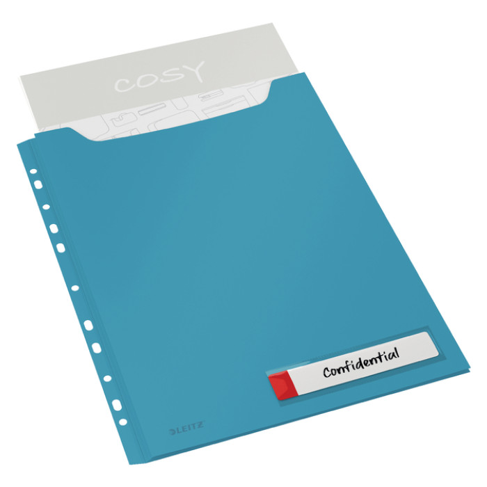 Insteekmap U-model Leitz Cosy harmonica A4 met perforatiestrip PP blauw
