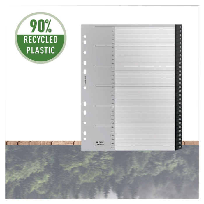 Tabblad Leitz Recycle A4 11-gaats  1-31 extra breed PP