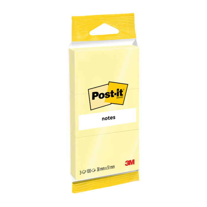 Memoblok Post-it Notes 6810 38x51mm canary yellow 3 stuks