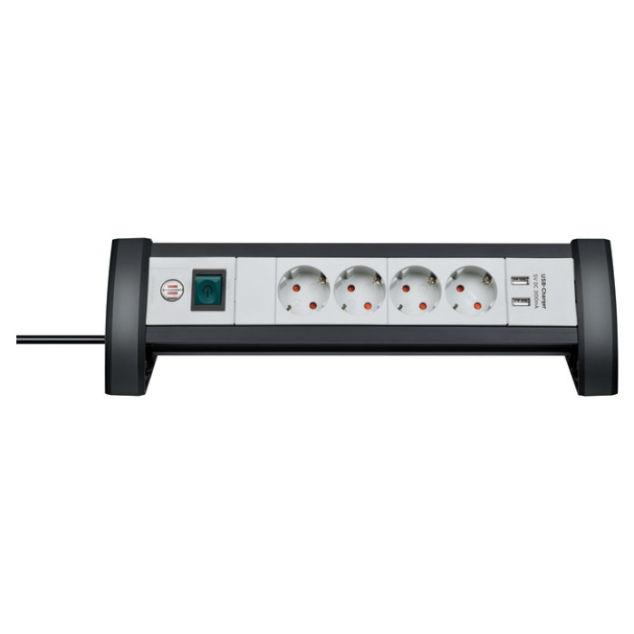 Stekkerdoos Brennenstuhl bureau Premium 4vdig incl 2 USB 1.8m wit/gs