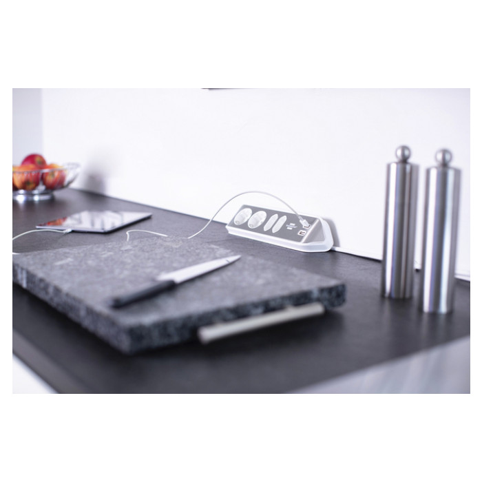 Stekkerdoos Brennenstuhl bureau Estilo 4vdig incl 2 USB 2m wit/zilver