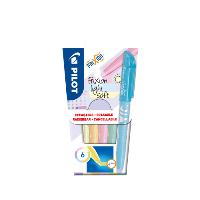 Markeerstift PILOT friXion light soft pastel assorti set à 6 stuks