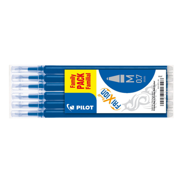Rollerpenvulling PILOT friXion medium blauw set à 6 stuks