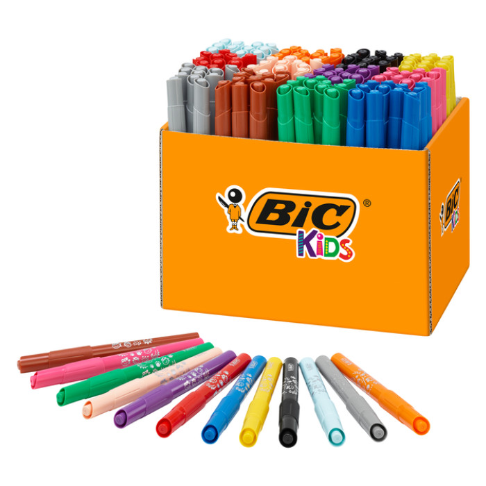 Kleurstiften BicKids visacolor ecolutions XL ass schoolbox à 144 stuks