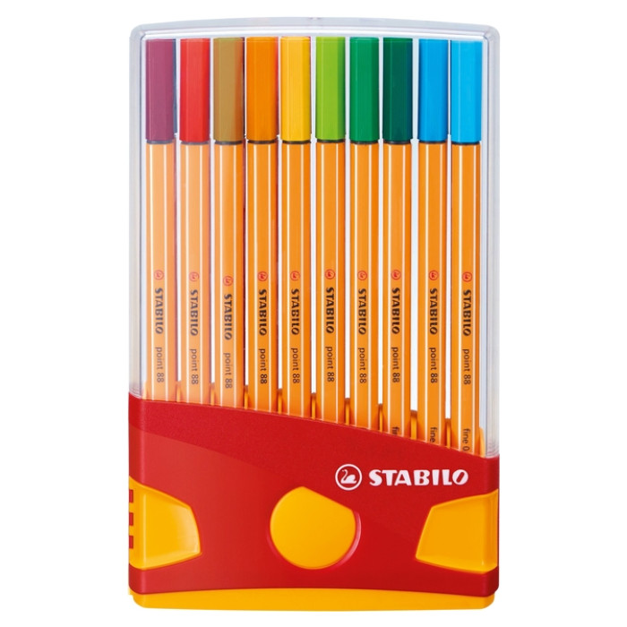 Fineliner STABILO point 88 ColorParade rollerset geel/rood F ass 20st