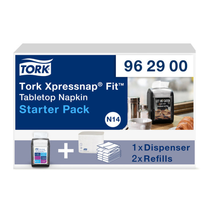 Servetdispenser Tork N14 Xpressnap Fit Signature line startpakket zwart 962900