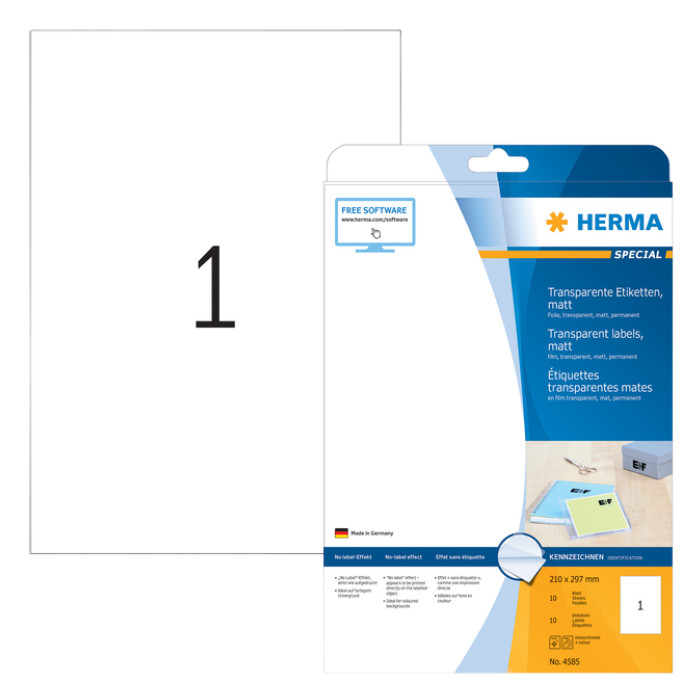 Etiket HERMA 4585 210x297mm weerbestendig transparant mat 10 stuks