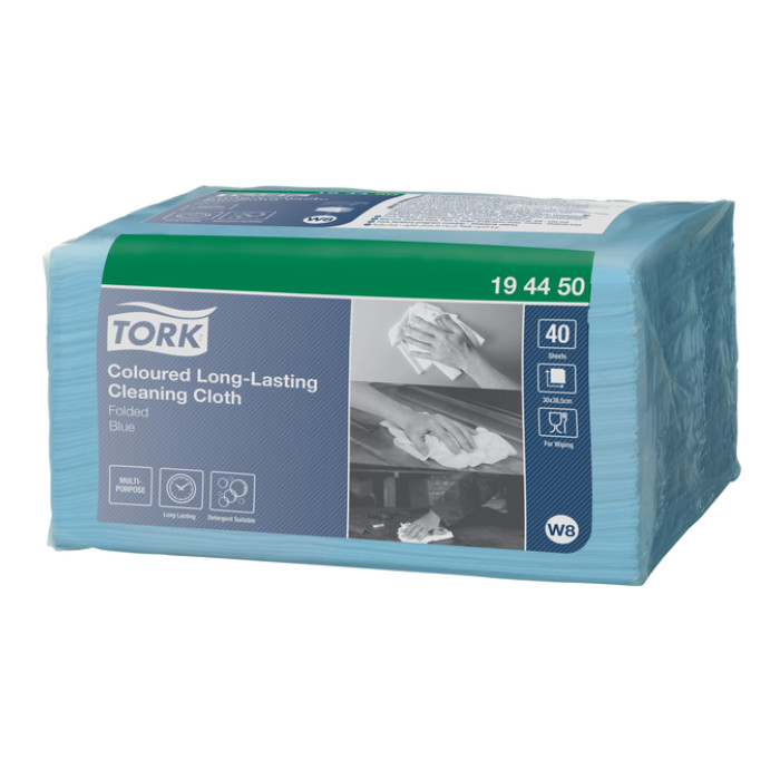 Reinigingsdoek Tork W8 Premium 1-laags 40 vel blauw 194450