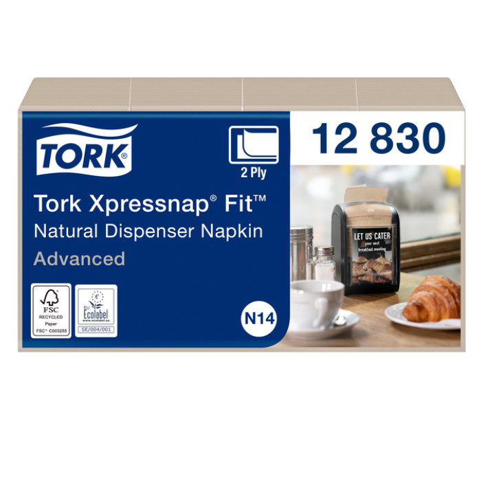 Servet Tork N14 Xpressnap Fit Advanced multifold 2-laags 213x165mm 720 vel naturel 12830