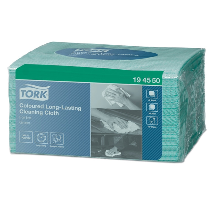 Reinigingsdoek Tork W8 Premium 1-laags 40 vel groen 194550