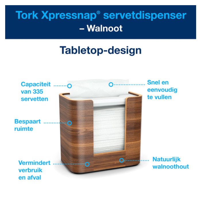 Servetdispenser Tork N4 Xpressnap Signature line walnoot 273002