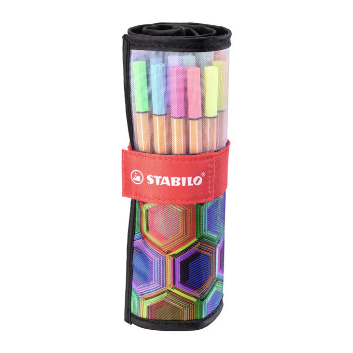 Fineliner STABILO point 88/25 Arty rollerset zwart fijn ass 25st