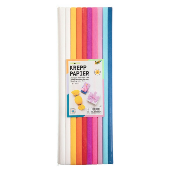 Crêpepapier Folia 50x200cm 10 rollen mixkleuren