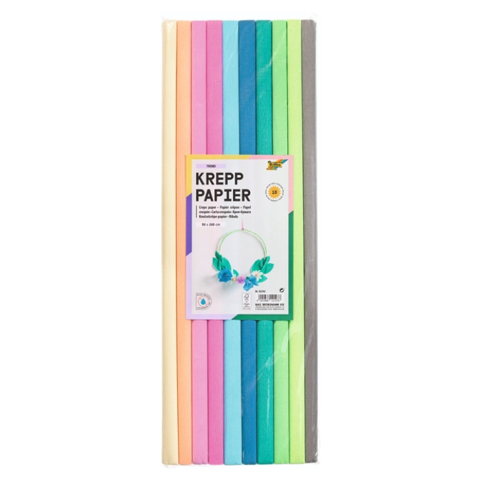 Crêpepapier Folia 50x200cm 10 rollen trendkleuren