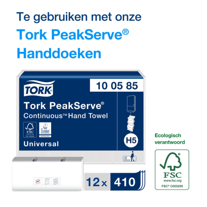 Handdoekdispenser Tork H5 Elevation PeakServe zwart 552508