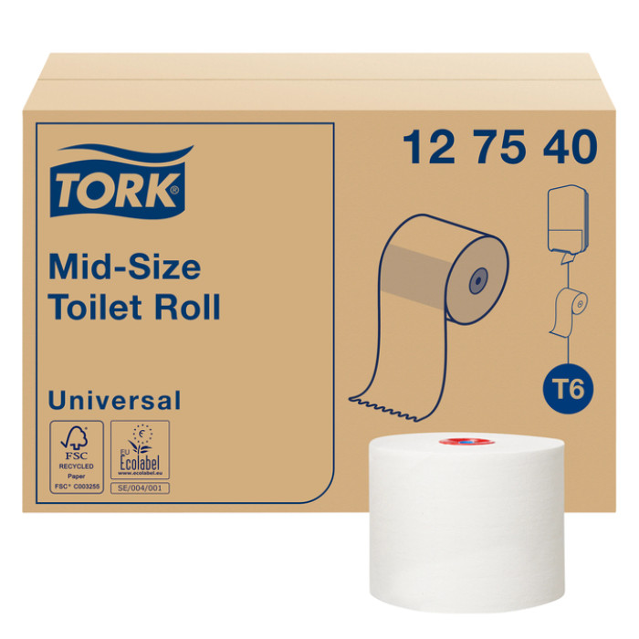 Toiletpapier Tork T6 Universal systeemrol 1-laags 135m wit 127540
