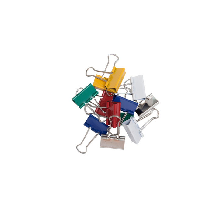 Papierklem MAUL 213 Foldback 32mm capaciteit 13mm assorti 12 stuks