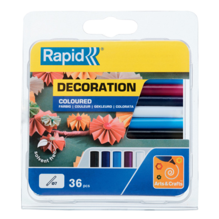 Lijmpatroon Rapid 7mm 5 kleuren assorti 36 stuks