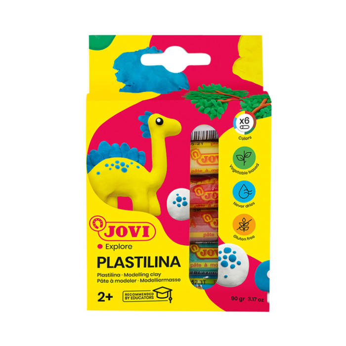 Boetseerklei Jovi plastalina 15gr standaard kleuren assorti 6 stuks