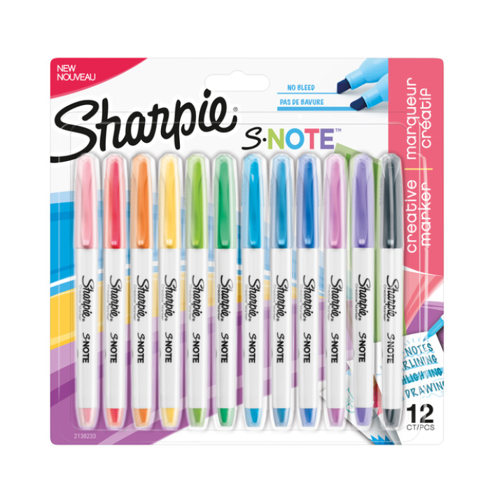 Markeerstift Sharpie S-note assorti blister à 12 stuks