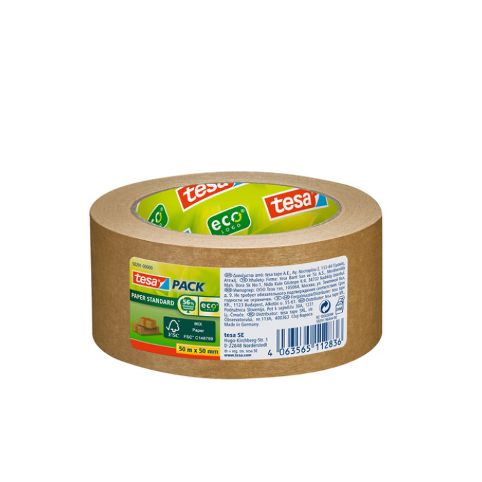 Verpakkingstape tesapack® Papier Standard ecoLogo 50mx50mm bruin