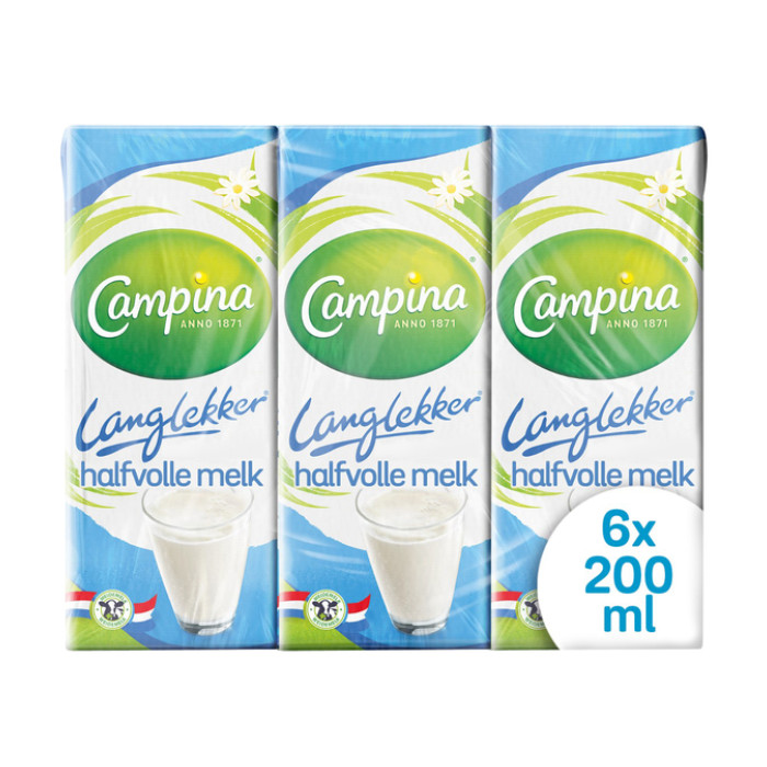Melk Campina LangLekker halfvol 20cl 6 stuks