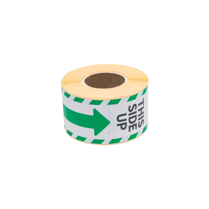 Waarschuwingsetiket Rillprint 46x125mm this side up wit groen 250 stuks