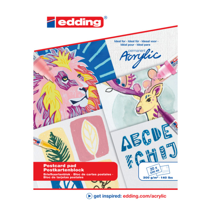 Olie-  en Acrylblok edding 30010 A6 20 vel 300 gram wit