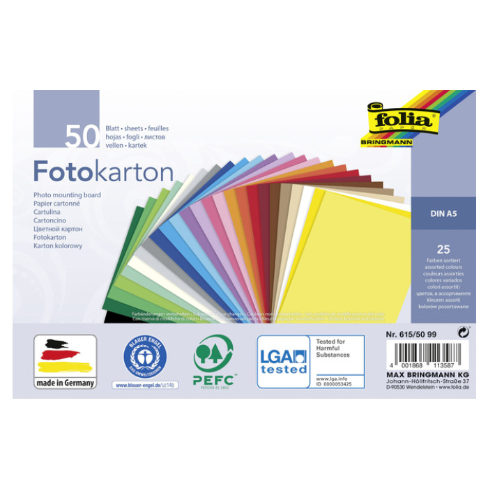 Fotokarton Folia 300gr A5 50vel assorti