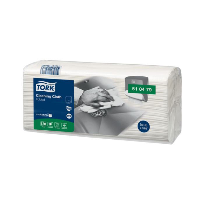 Reinigingsdoek Tork W4 Premium gevouwen 1-laags 4x120 vel wit 510479