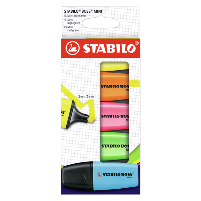Markeerstift STABILO BOSS mini assorti etui à 5 stuks
