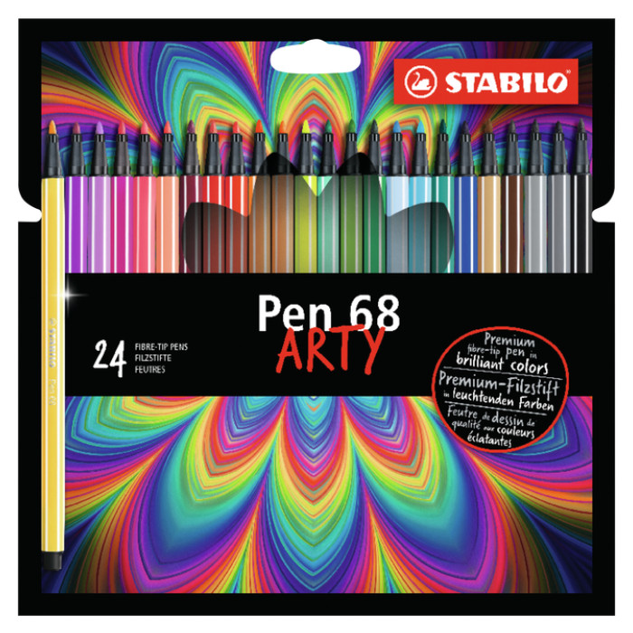 Viltstift STABILO Pen 68/24 Arty medium assorti etui à 24 stuks
