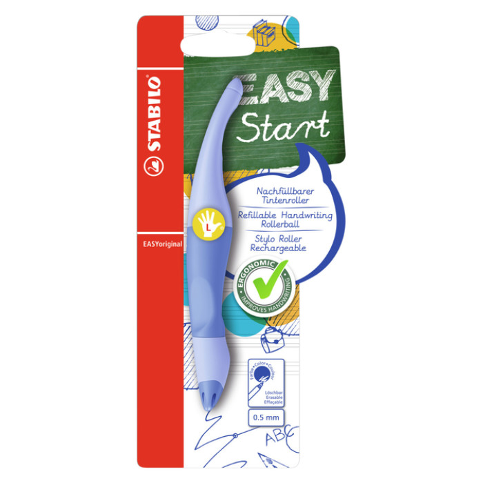 Rollerpen STABILO Easyoriginal  linksh M pastel luchtig blauw blister