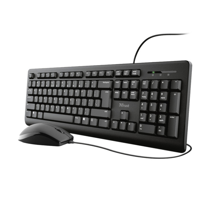 Toetsenbord Trust Primo + muis QWERTY zwart