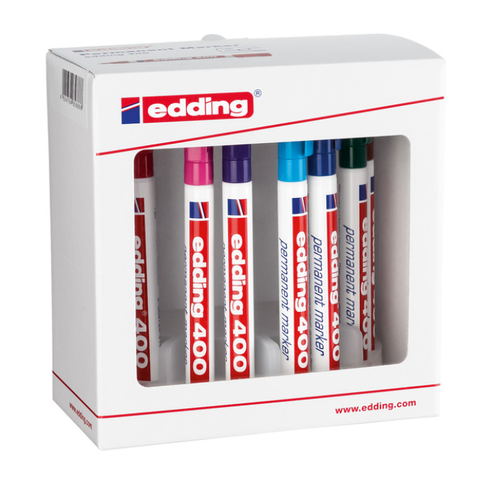 Viltstift edding 400 rond 1mm met houder assorti set à 10 stuks