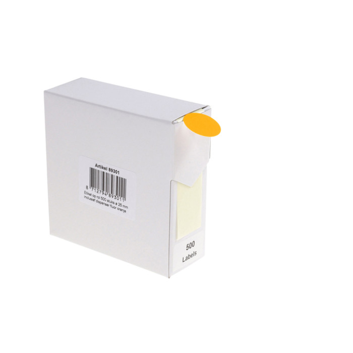 Etiket Rillprint 25mm op rol fluor oranje 500 stuks