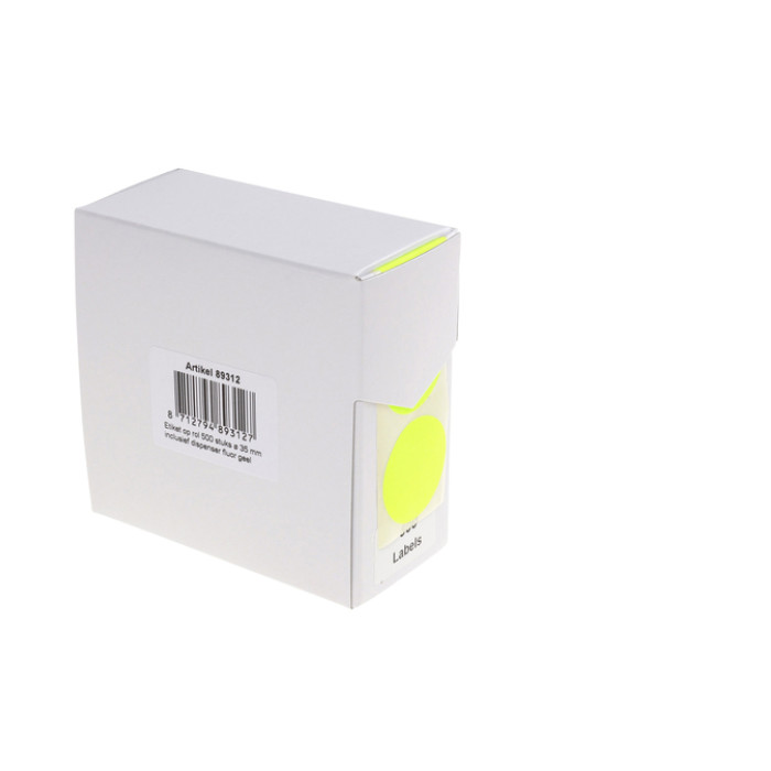 Etiket Rillprint 35mm op rol fluor geel 500 stuks