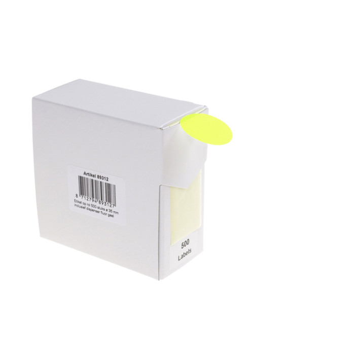 Etiket Rillprint 35mm op rol fluor geel 500 stuks