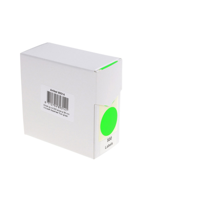 Etiket Rillprint 35mm op rol fluor groen 500 stuks