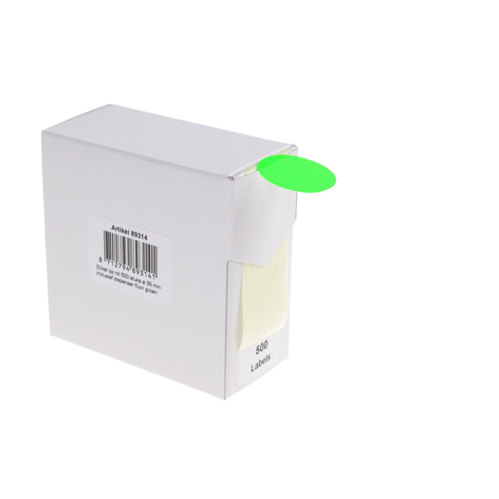 Etiket Rillprint 35mm op rol fluor groen 500 stuks