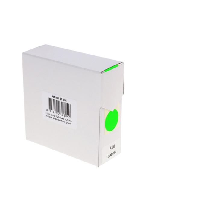 Etiket Rillprint 25mm op rol fluor groen 500 stuks