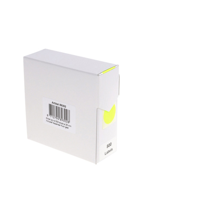 Etiket Rillprint 25mm op rol fluor geel 500 stuks