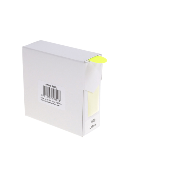 Etiket Rillprint 25mm op rol fluor geel 500 stuks