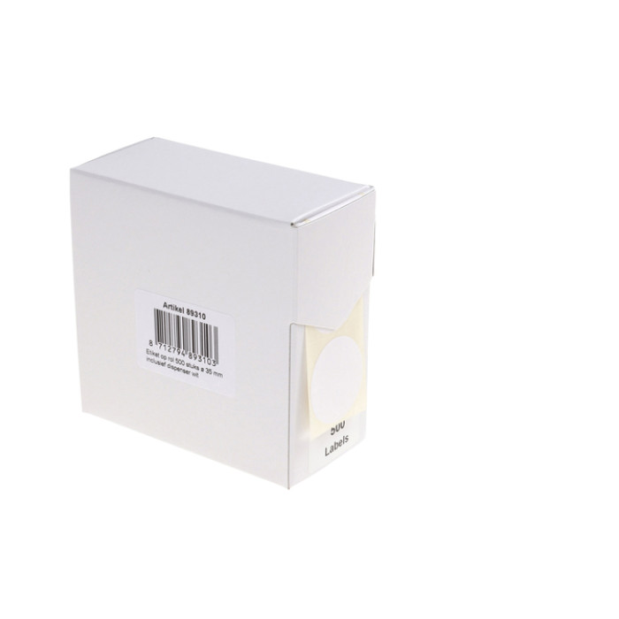 Etiket Rillprint 35mm op rol wit 500 stuks