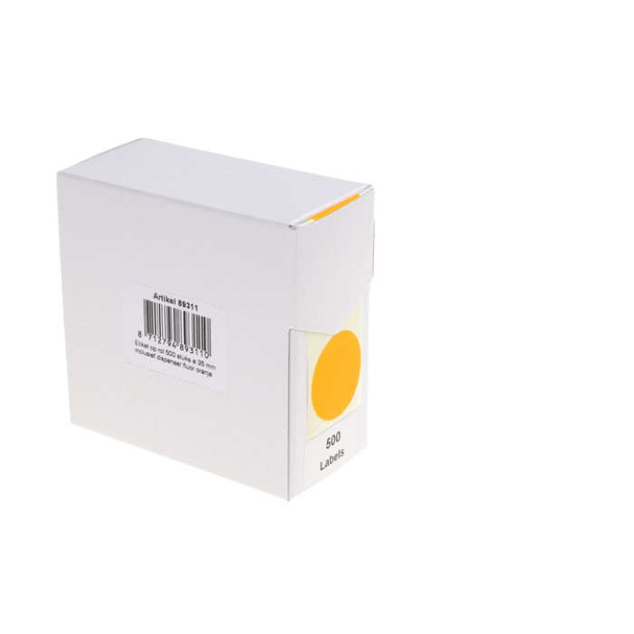 Etiket Rillprint 35mm op rol fluor oranje 500 stuks
