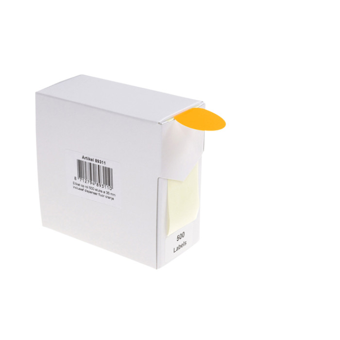 Etiket Rillprint 35mm op rol fluor oranje 500 stuks
