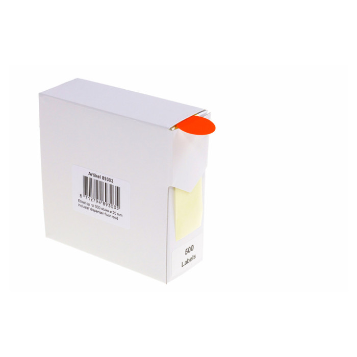 Etiket Rillprint 25mm op rol fluor rood 500 stuks