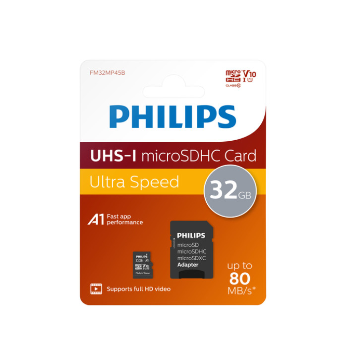 Geheugenkaart Philips Ultra Speed MicroSDHC Class 10 UHS-I U1 32GB