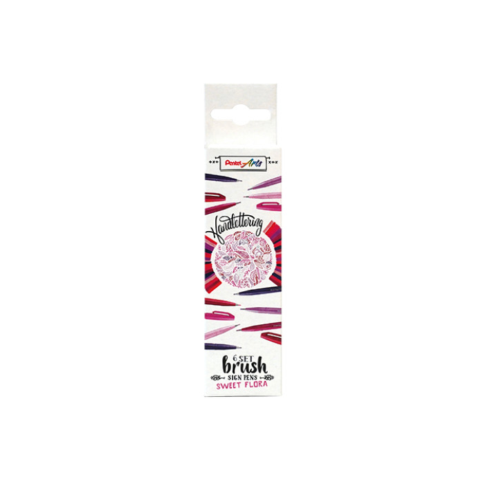 Brushpen Pentel Sign SES15C Sweet Flora assorti 6 stuks